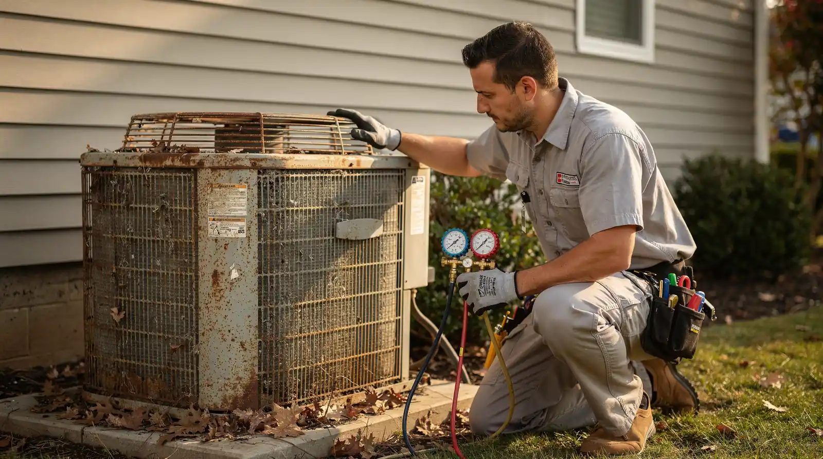 An air conditioning system older than about ten years should be evaluated for replacement.; Belleville